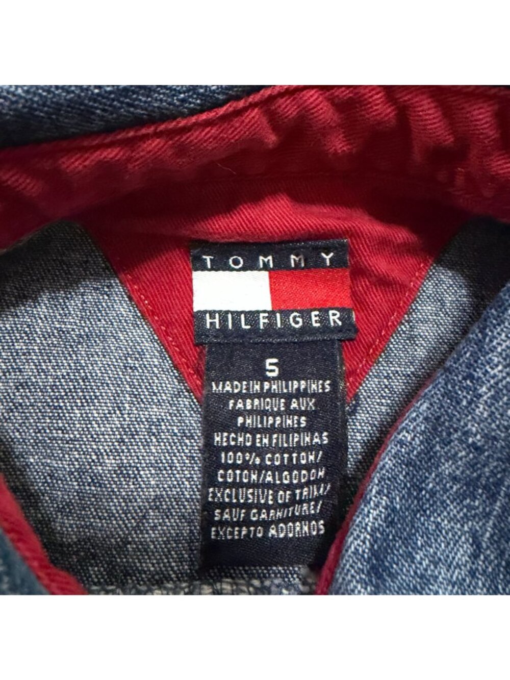 Vintage Tommy Hilfiger Long Sleeve Button-Up Denim Dress Girl's Size 5 - Picture 4 of 5